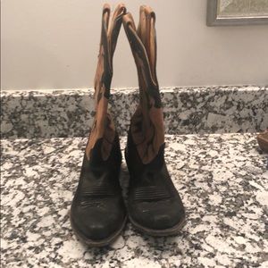 Old West cowboy boots- Black and Tan